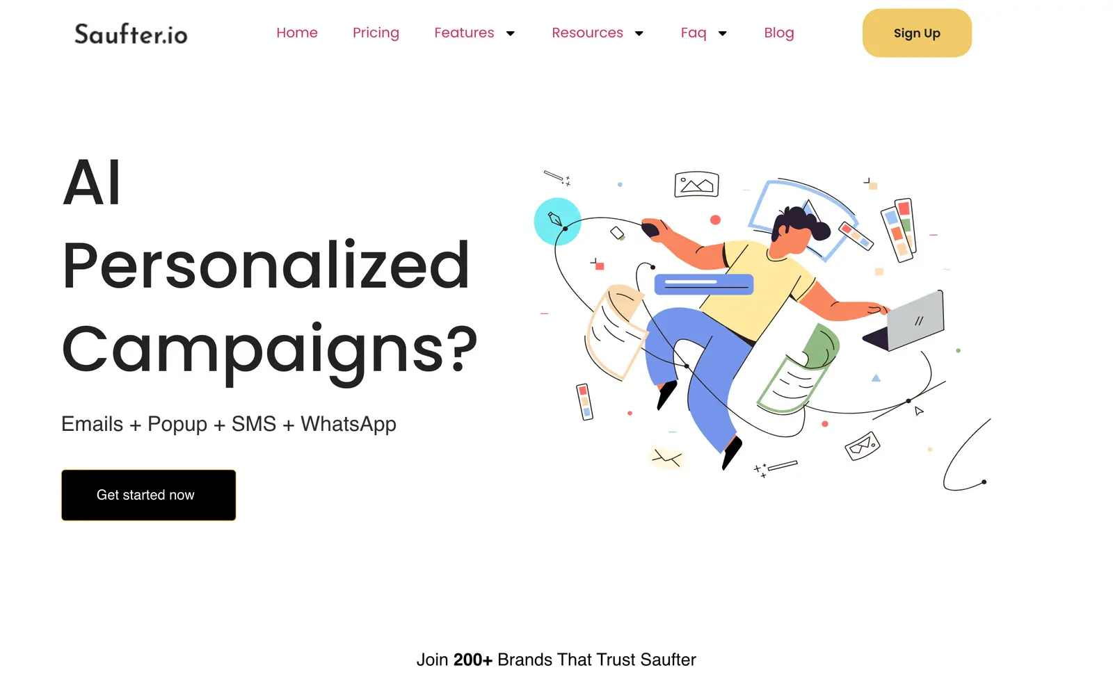Screenshot of the Saufter website
