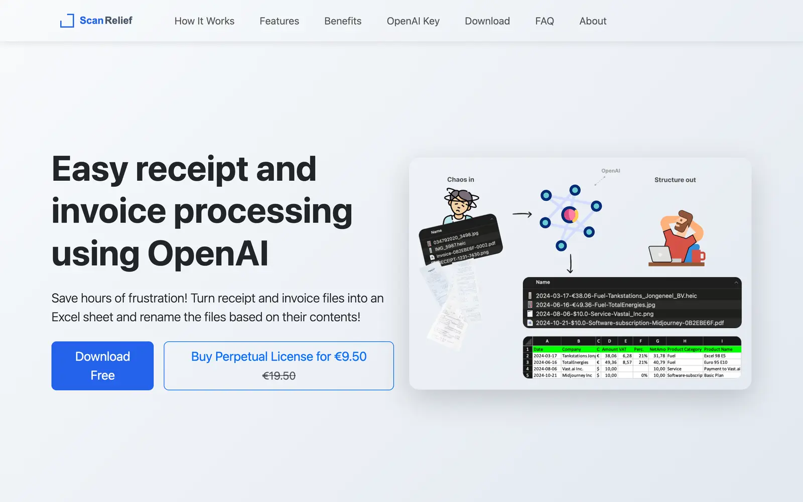 Screenshot of the ScanRelief website