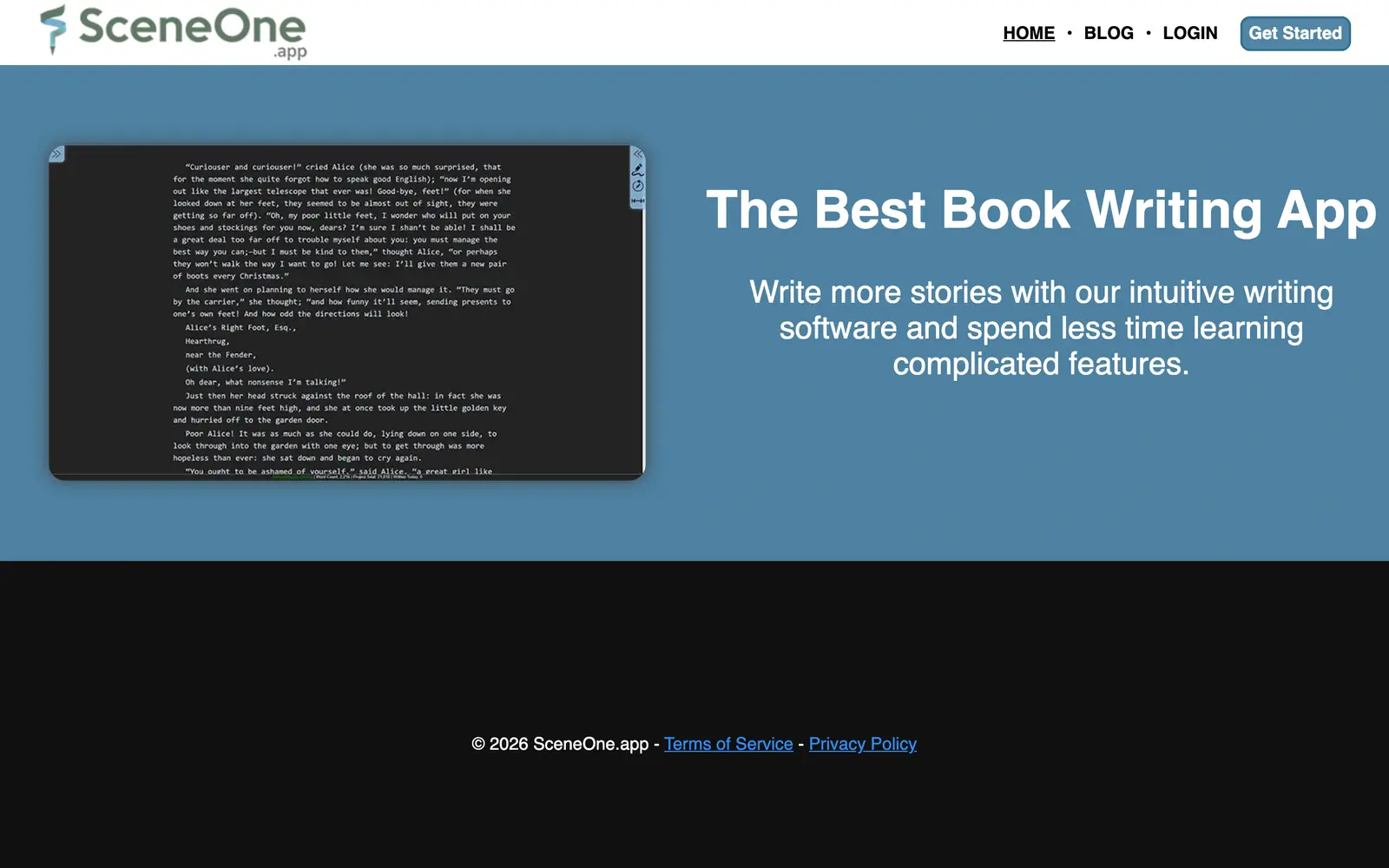 Screenshot of the Scene One website