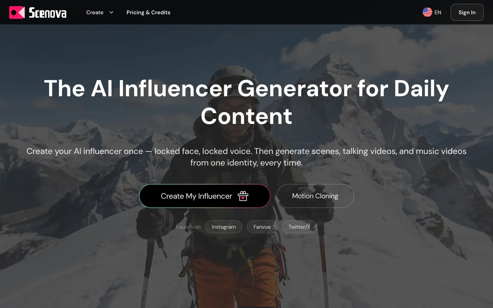 Screenshot of the Scenova website