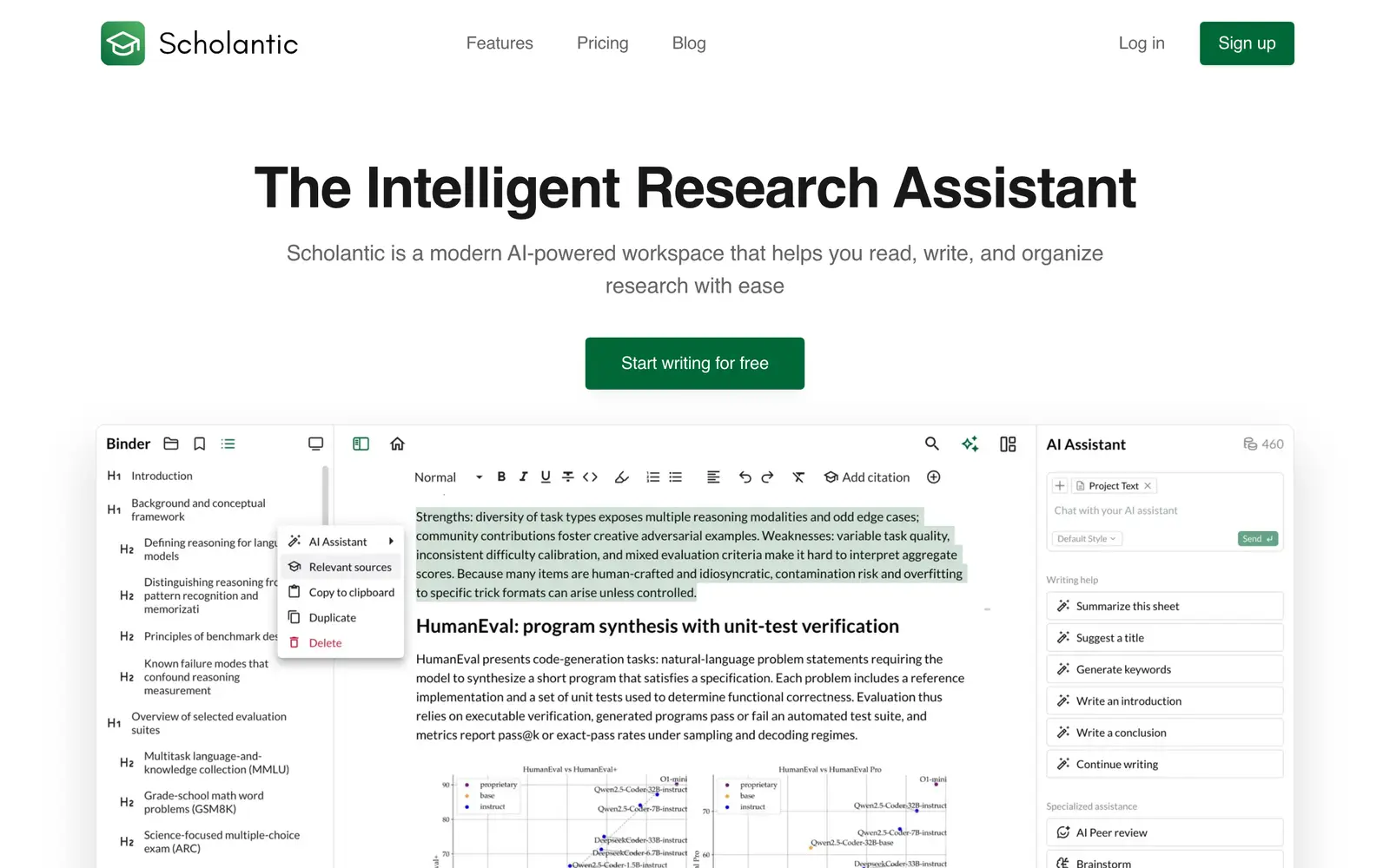 Screenshot of the Scholantic website