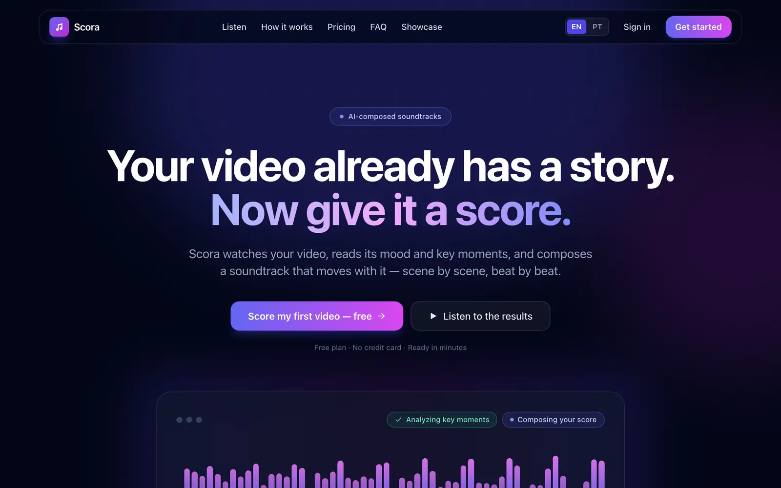 Screenshot of the Scora website