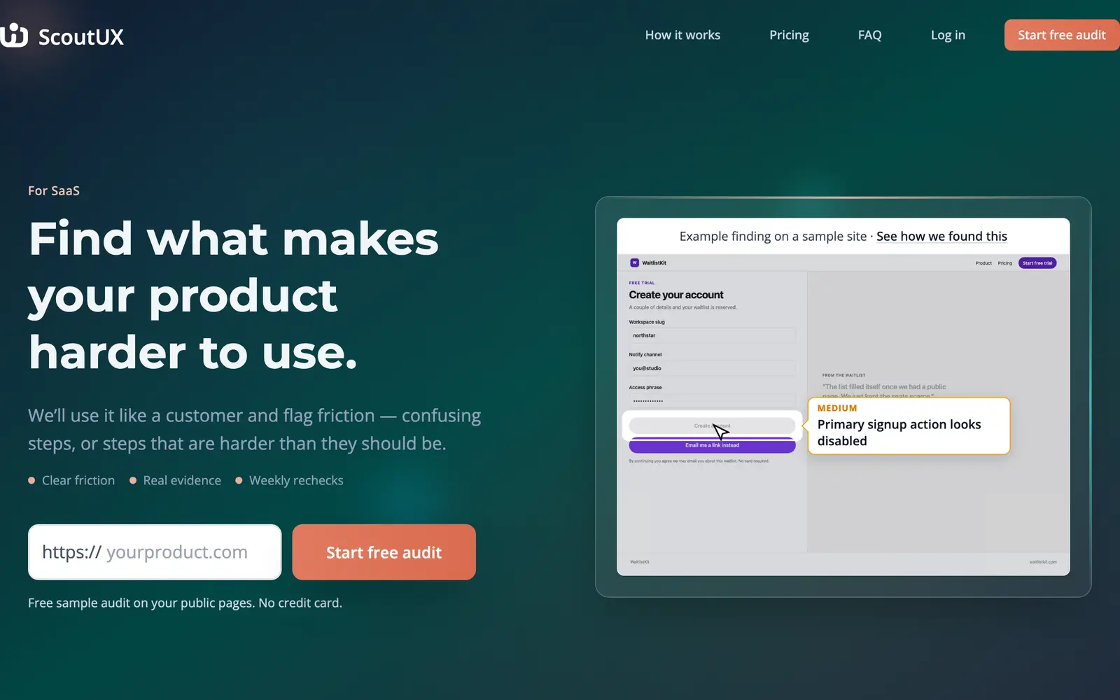 Screenshot of the ScoutUX website