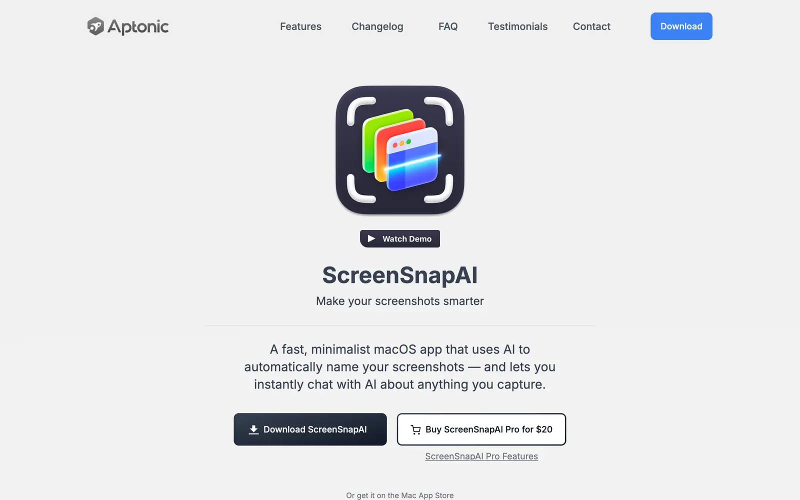 Screenshot of the ScreenSnapAI website