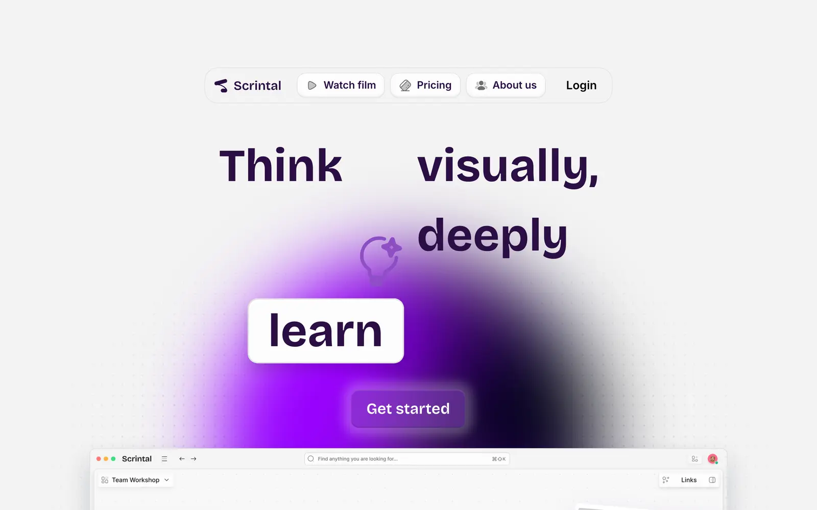 Screenshot of the Scrintal website