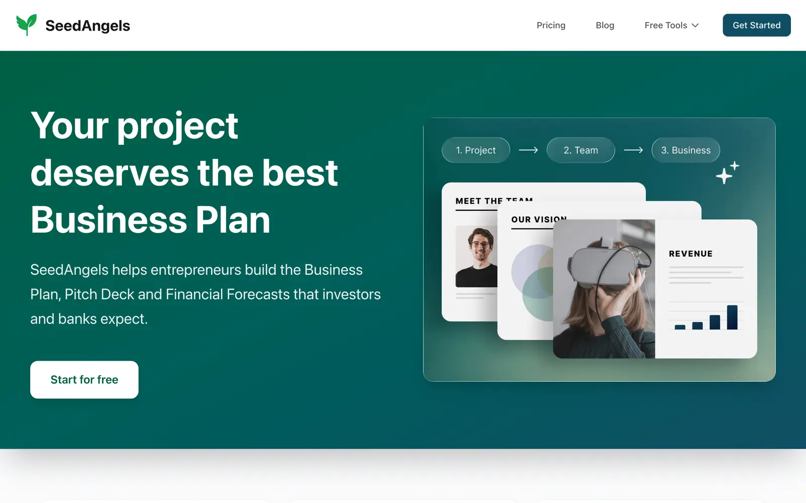 Screenshot of the SeedAngels website
