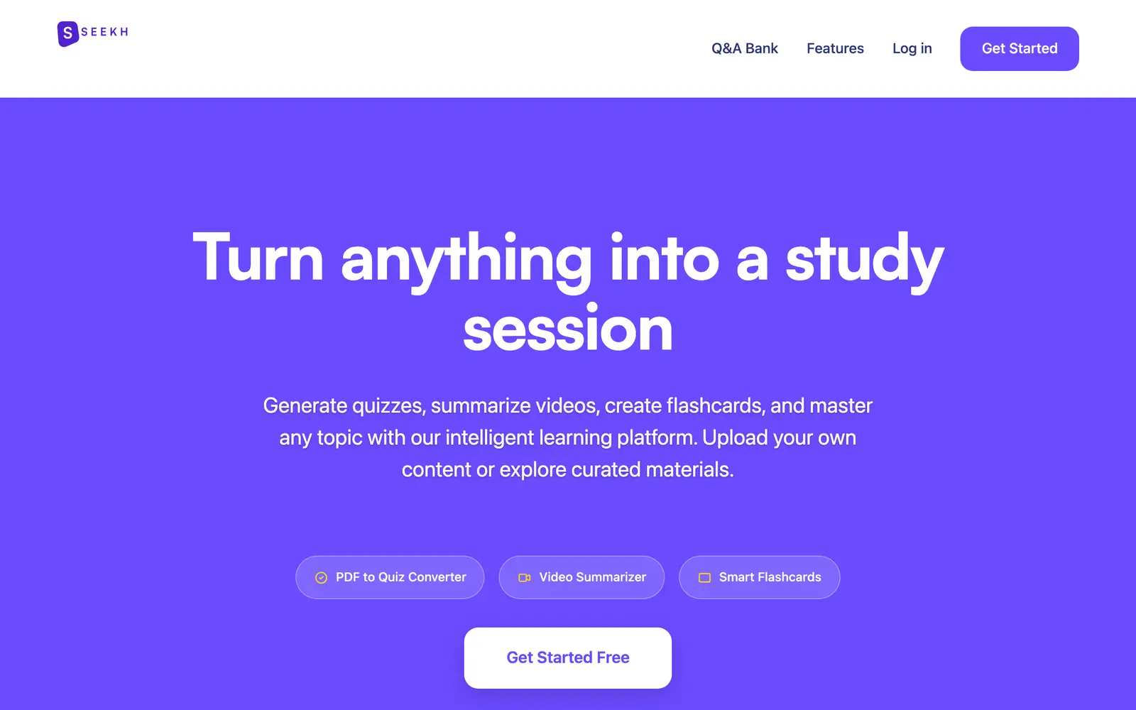 Screenshot of the Seekh.co website
