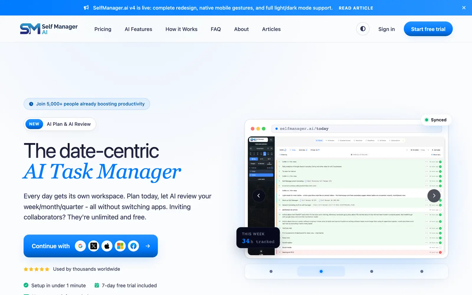 Screenshot of the SelfManager AI website