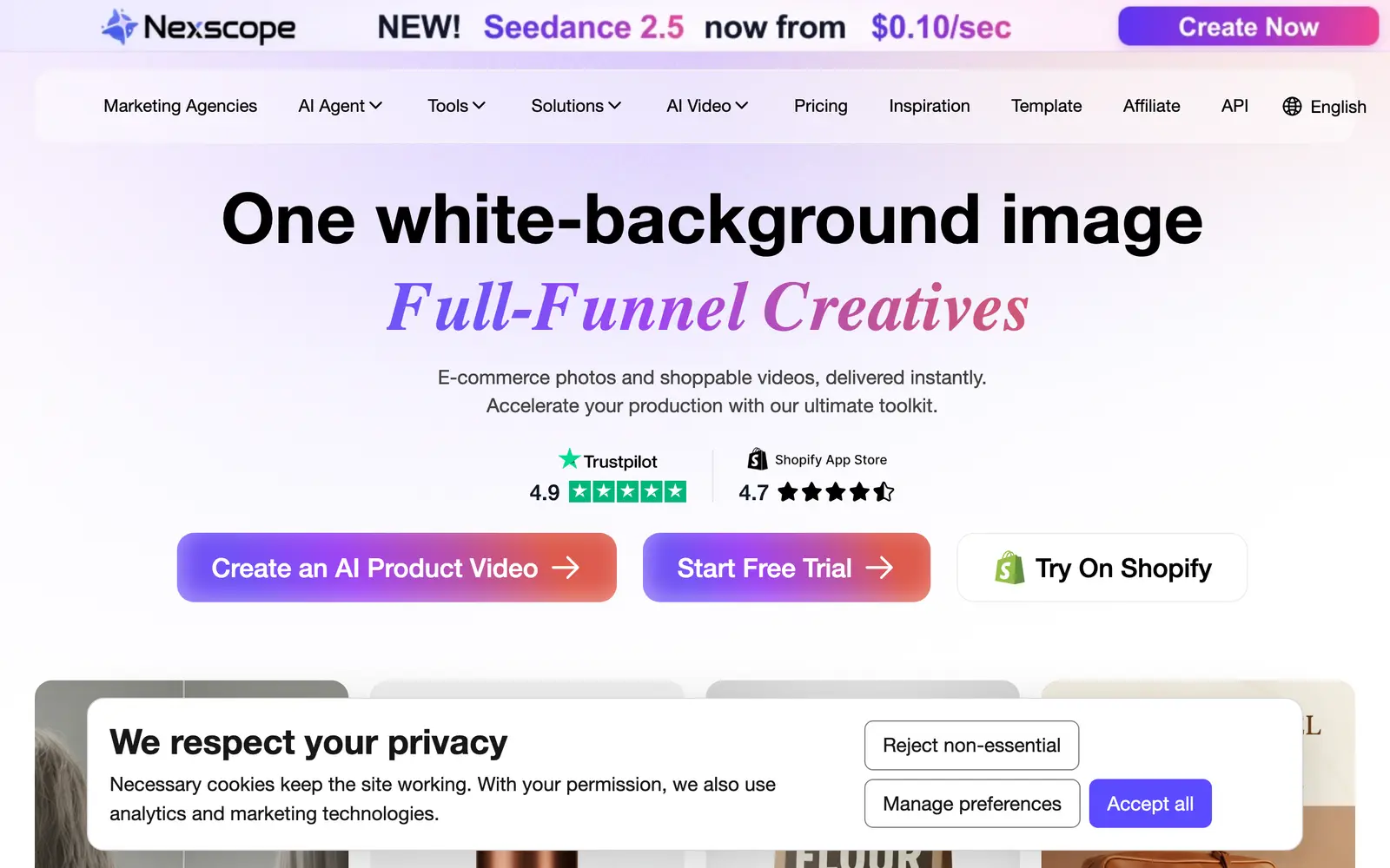 Screenshot of the SellerPic website