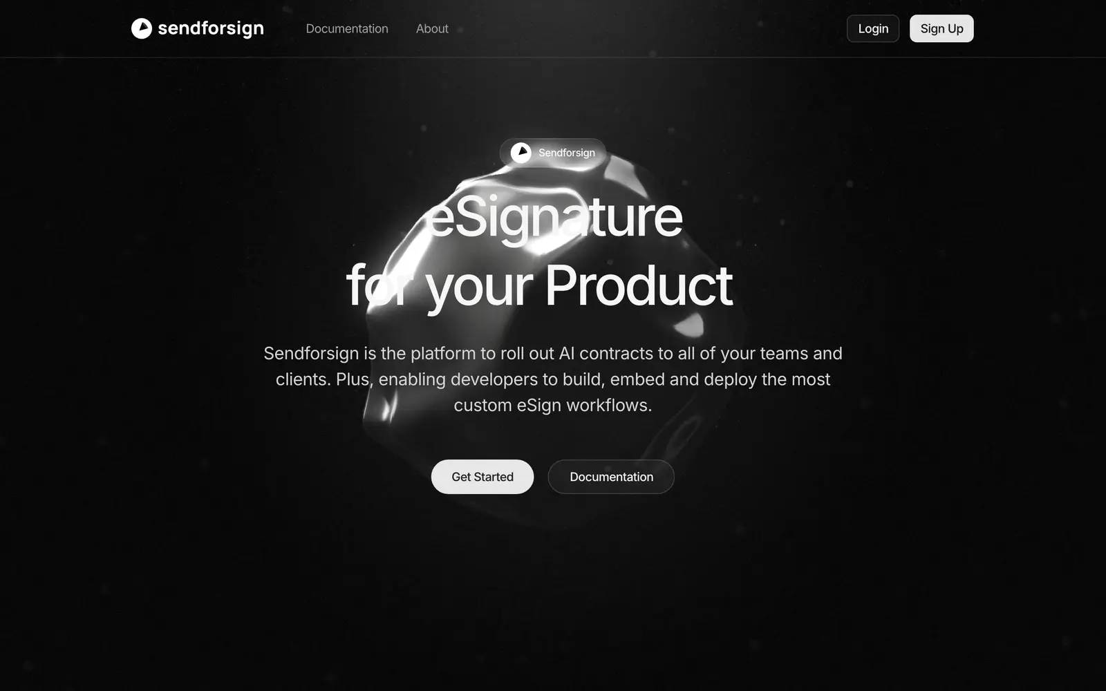 Screenshot of the Sendforsign website