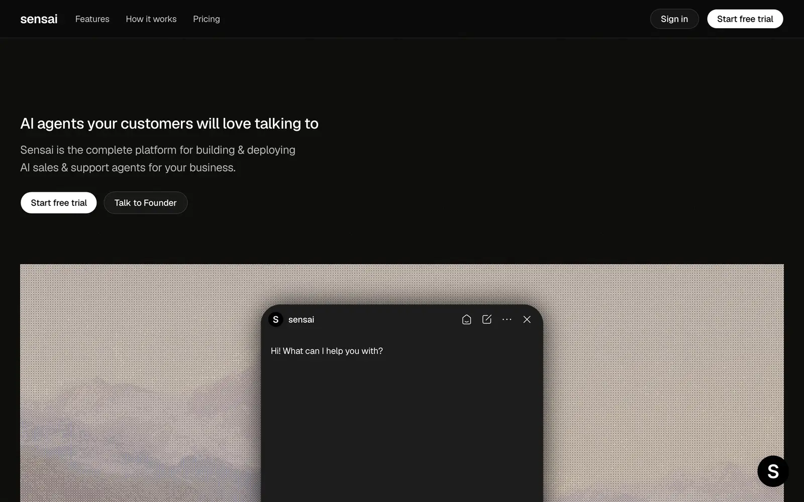 Screenshot of the sensai website