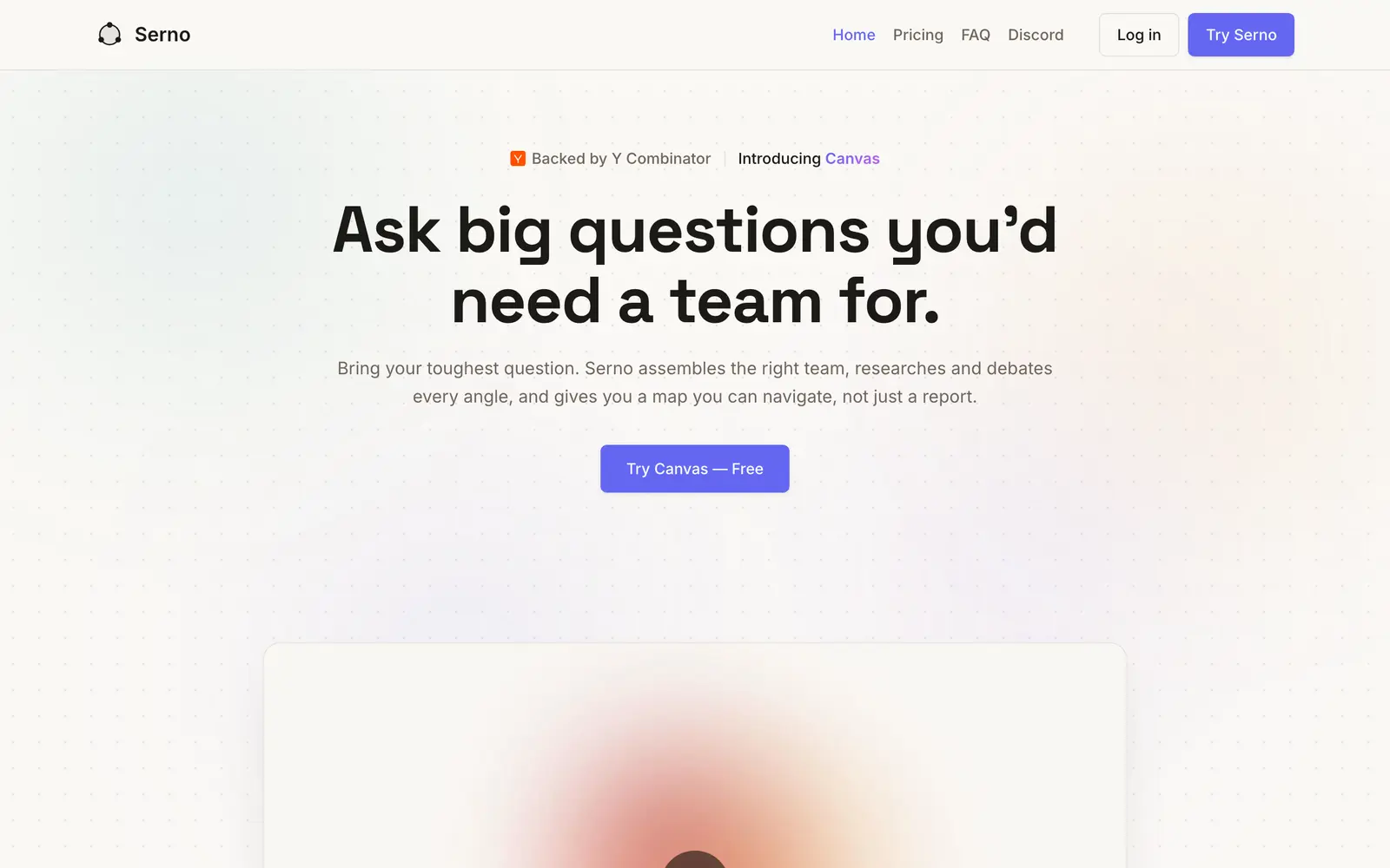 Screenshot of the Serno website