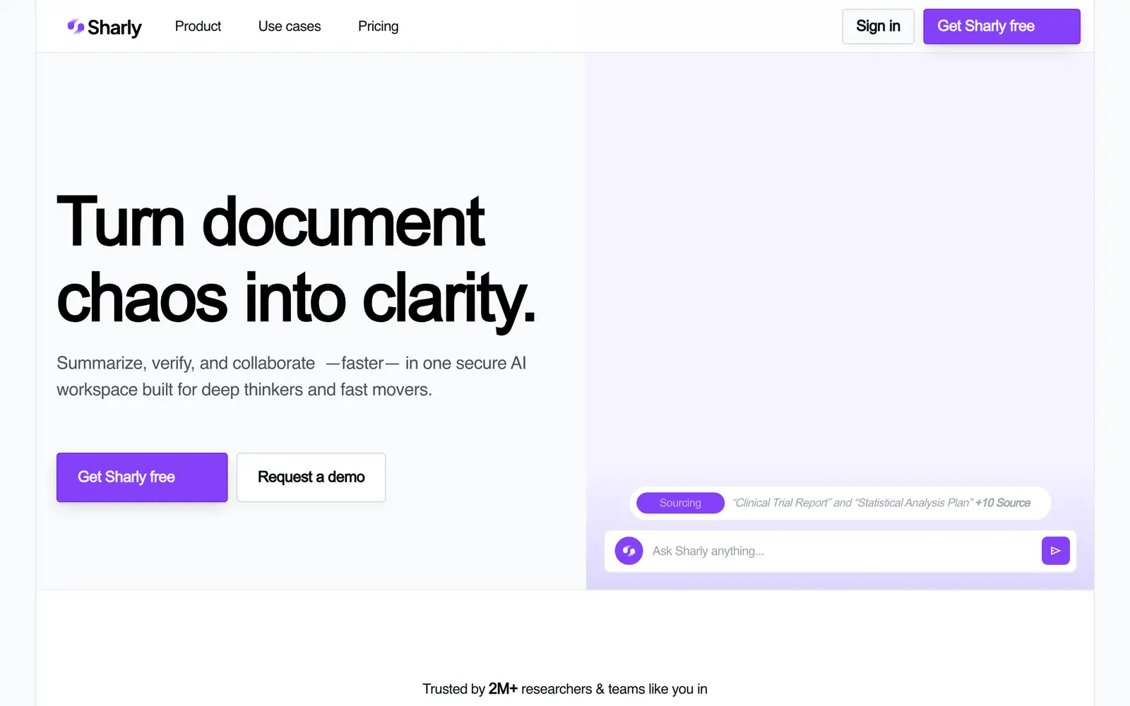 Screenshot of the Sharly AI website