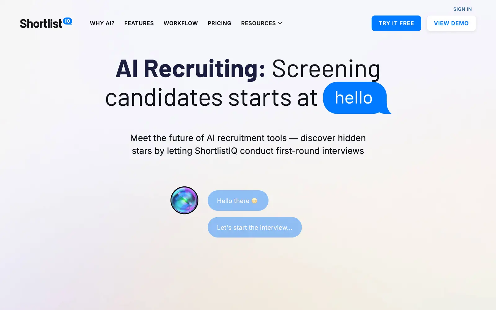 Screenshot of the ShortlistIQ website