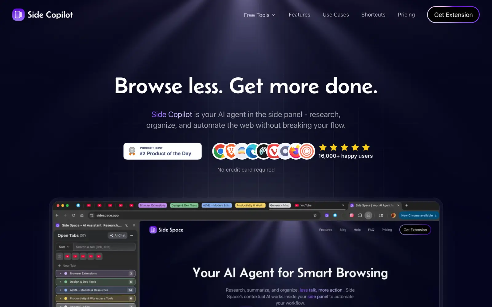 Screenshot of the Side Copilot website