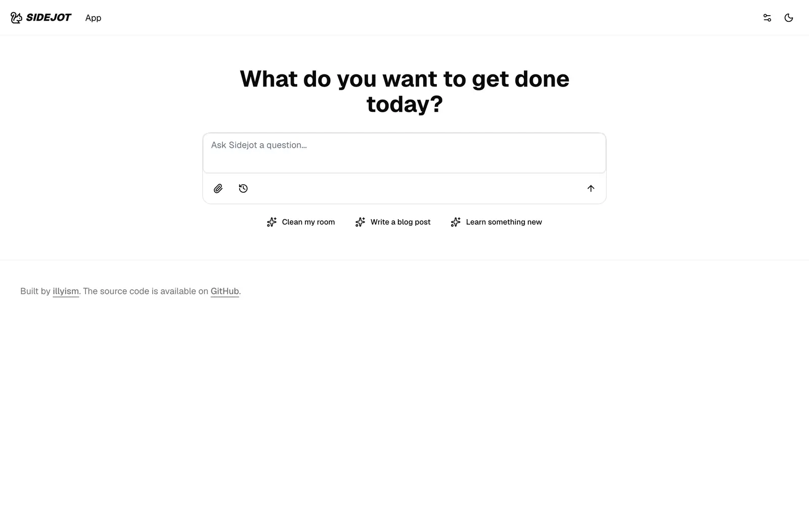Screenshot of the Sidejot website
