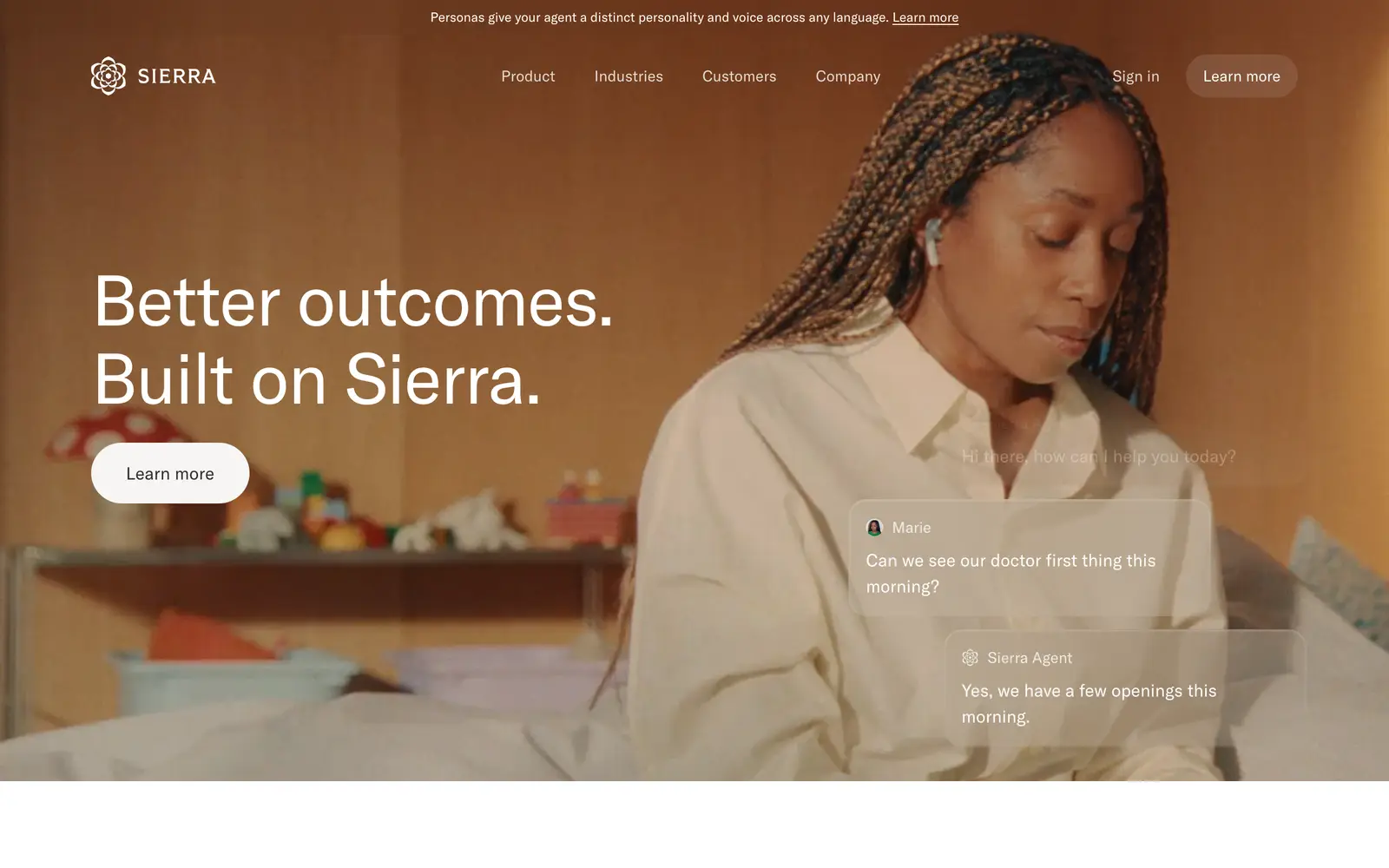 Screenshot of the Sierra website