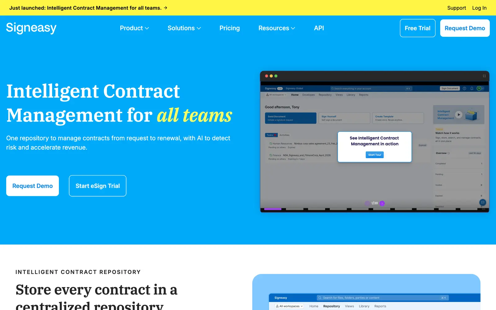 Screenshot of the Signeasy AI website
