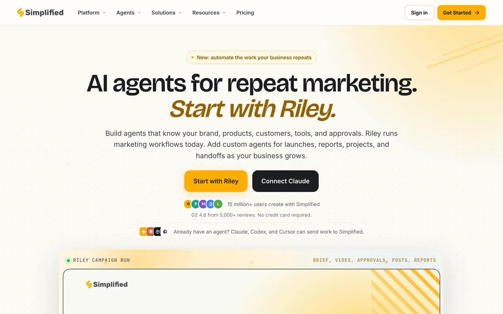 Screenshot of the Simplified website