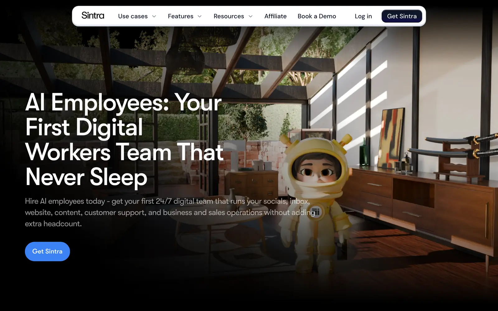 Screenshot of the Sintra website
