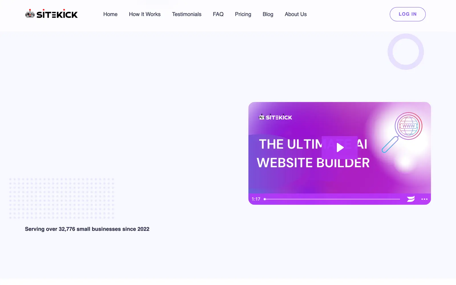 Screenshot of the Sitekick website