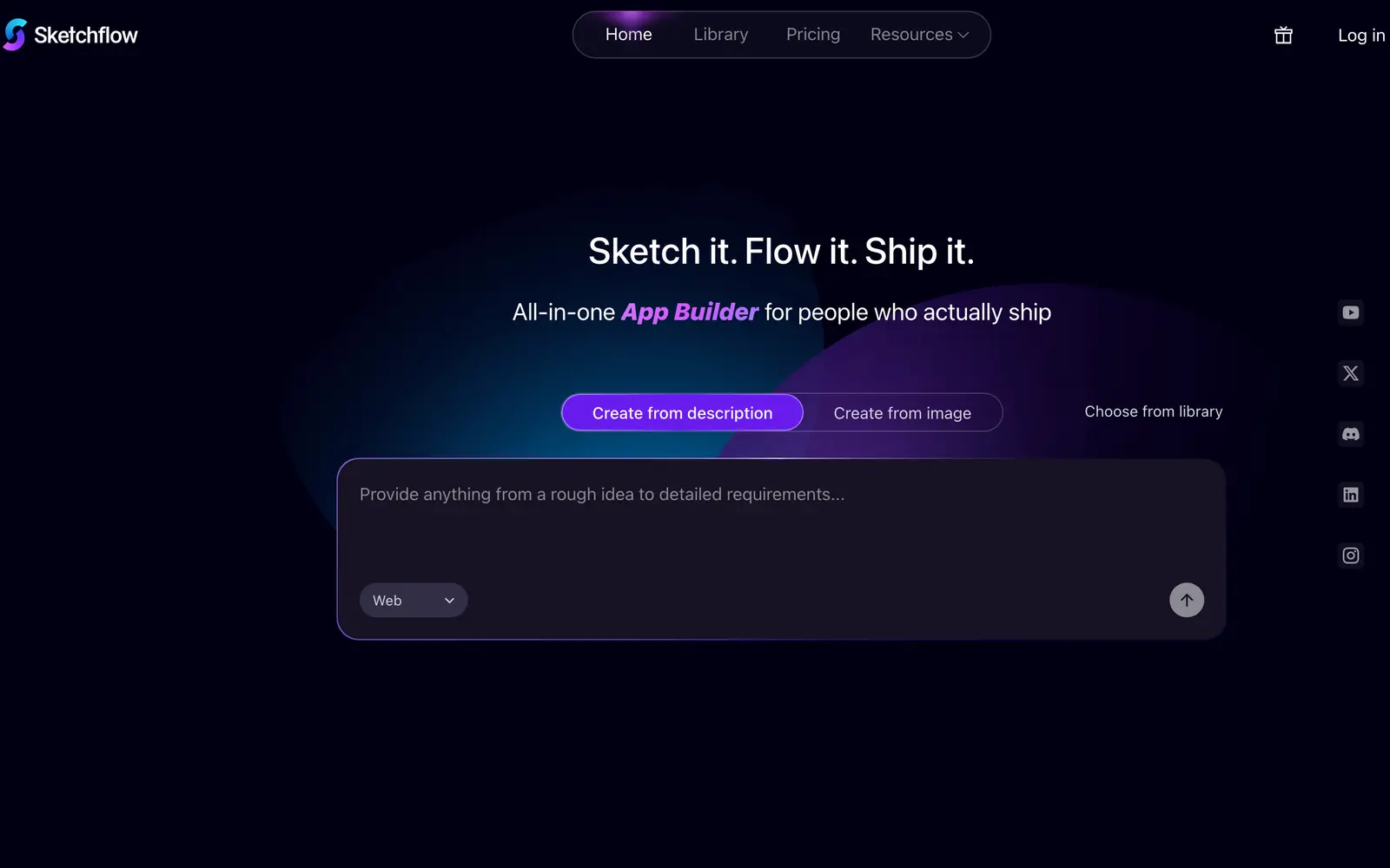 Screenshot of the Sketchflow.ai website