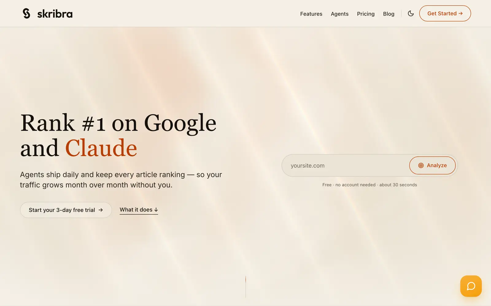 Screenshot of the Skribra website