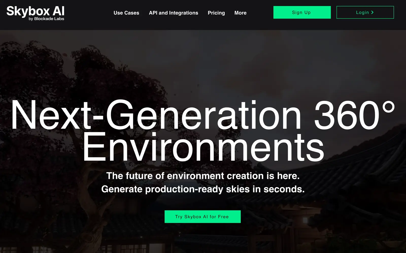 Screenshot of the Skybox AI website