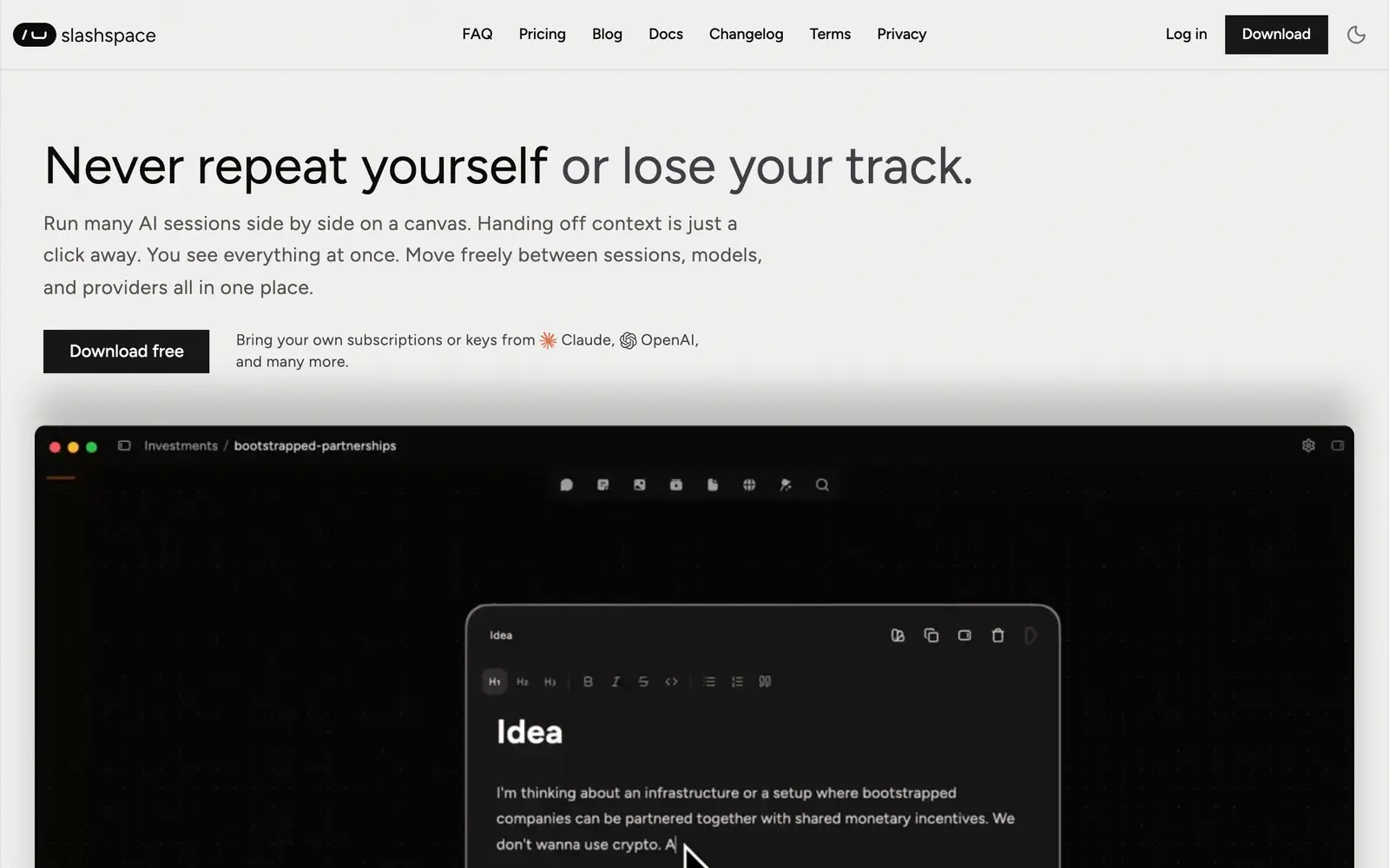 Screenshot of the Slashspace website
