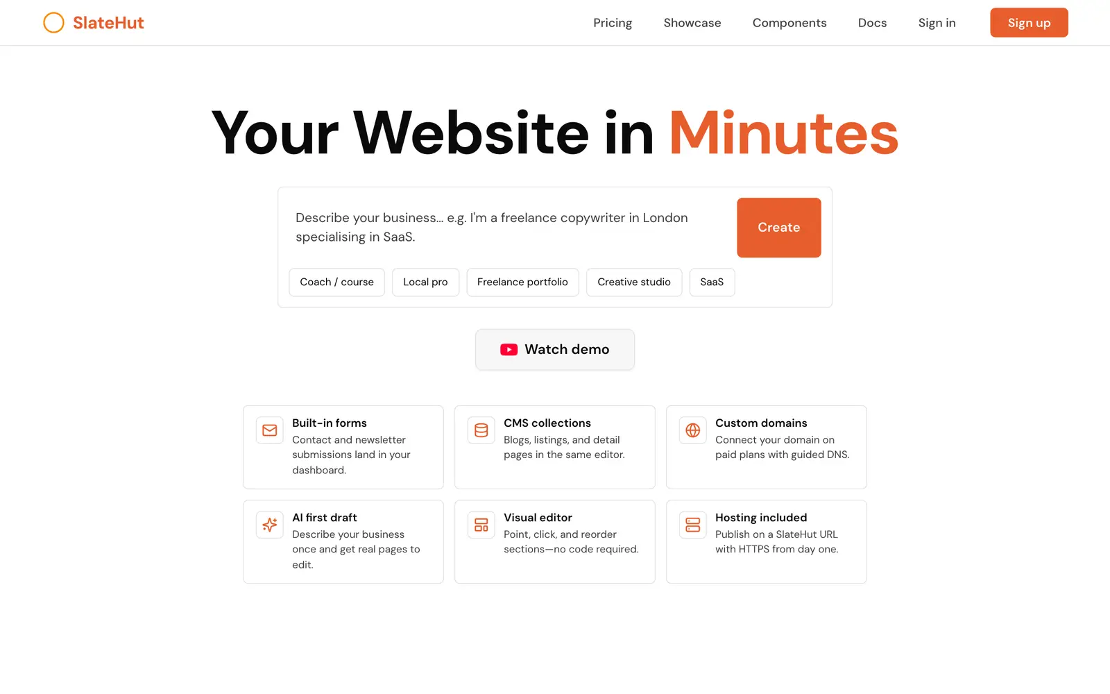 Screenshot of the SlateHut website