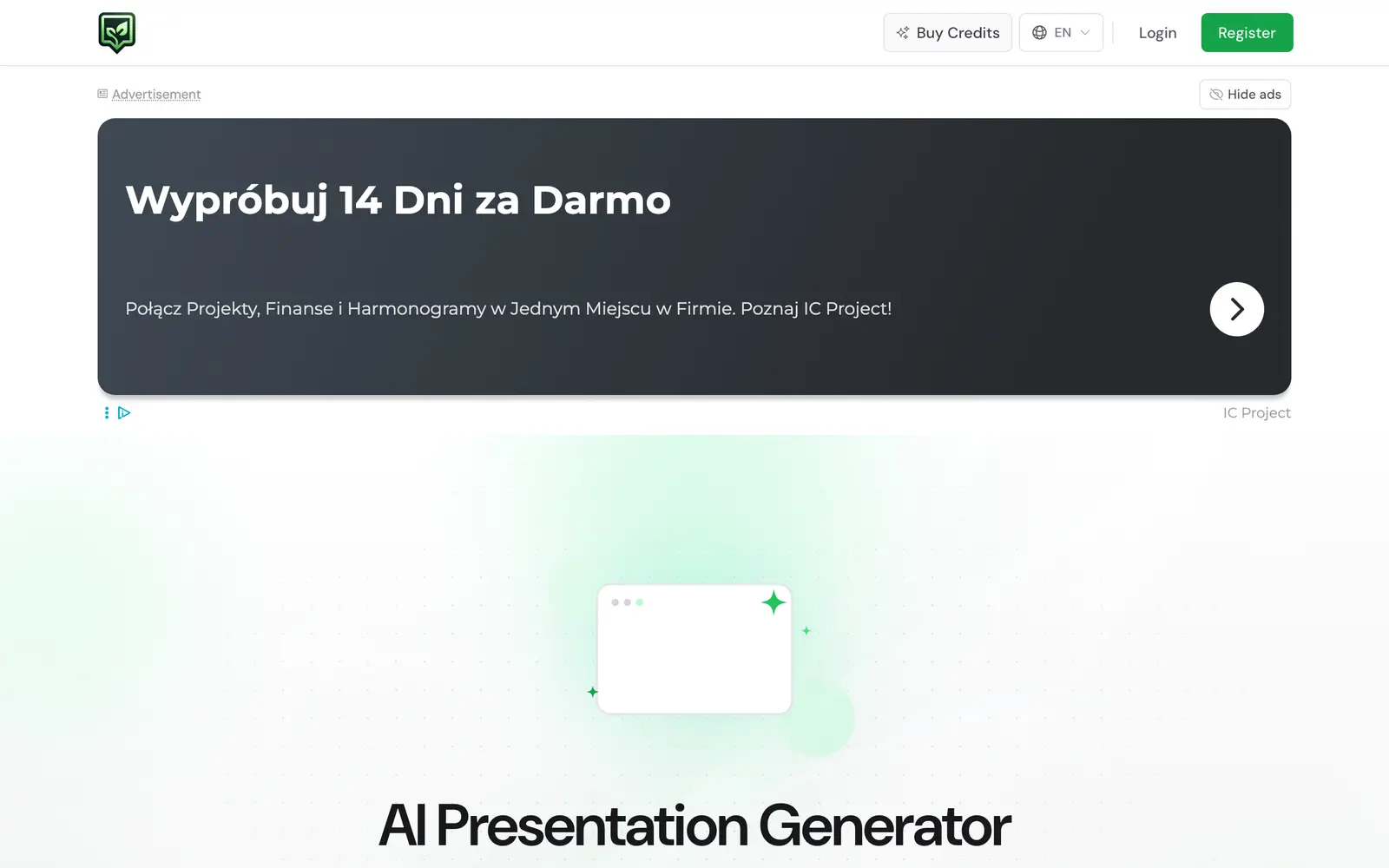 Screenshot of the SlideAI website