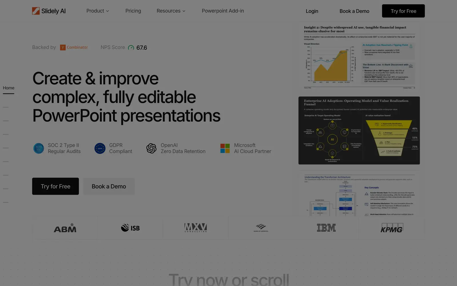 Screenshot of the Slidely AI website