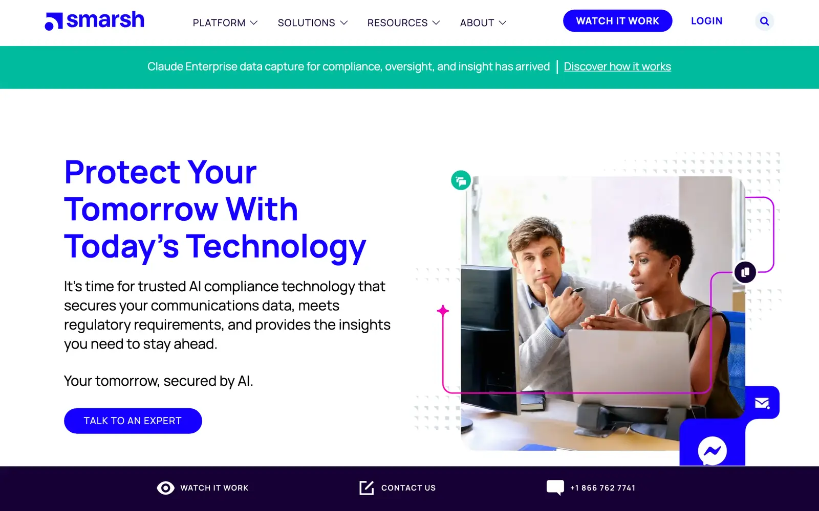 Screenshot of the Smarsh website
