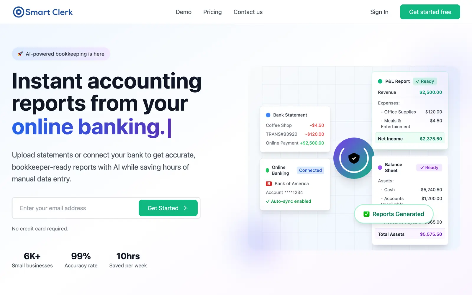 Screenshot of the Smart Clerk website