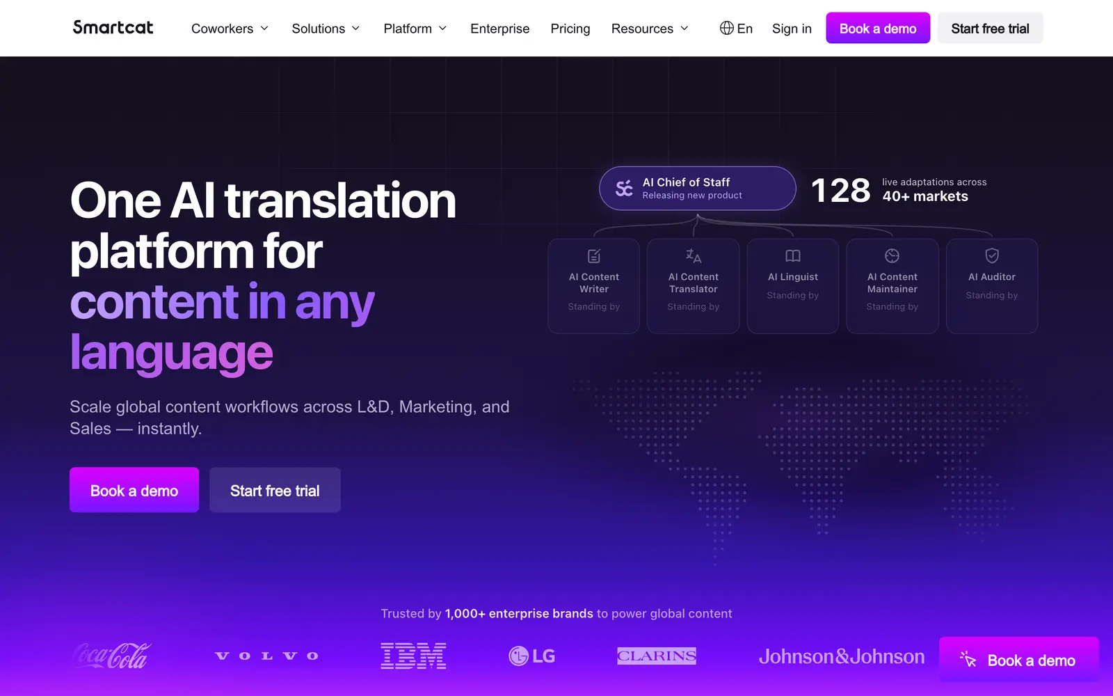 Screenshot of the Smartcat website