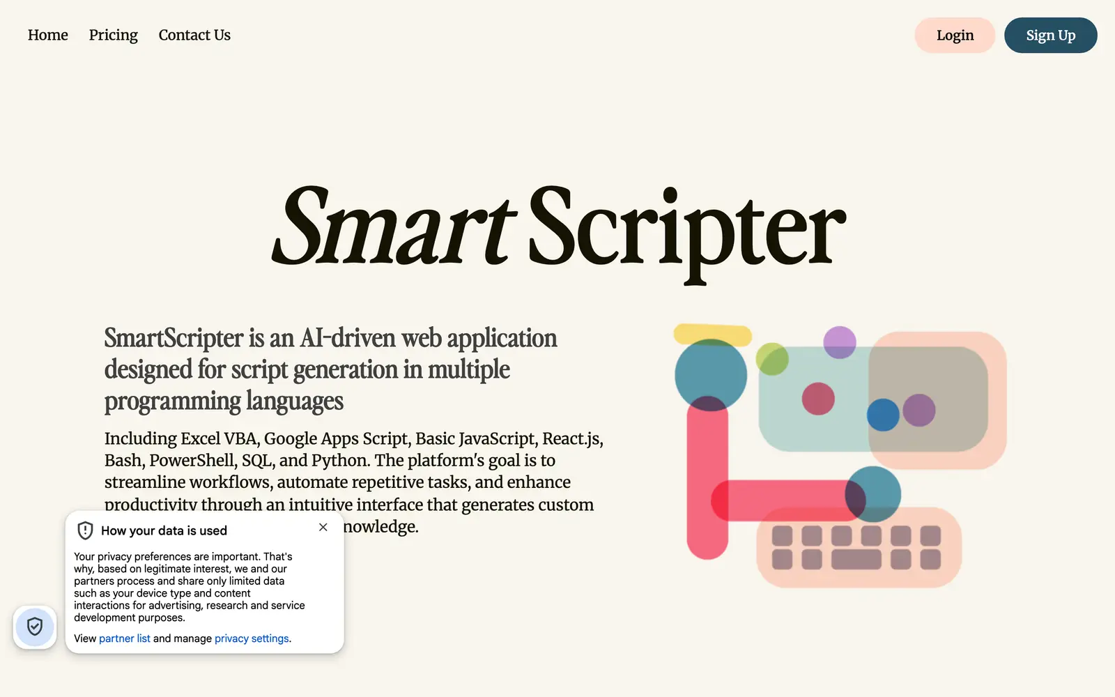 Screenshot of the SmartScripter website