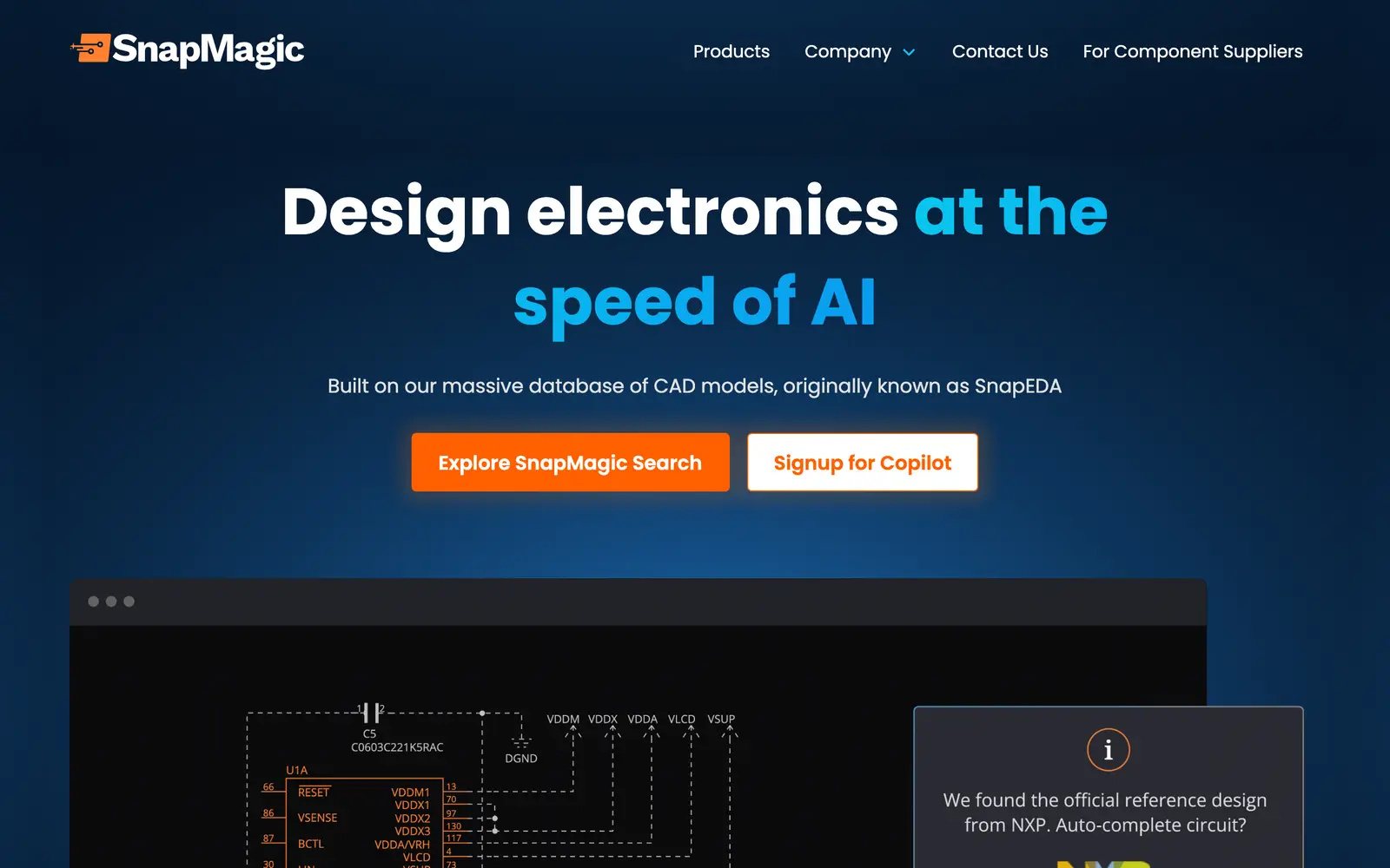 Screenshot of the SnapMagic website