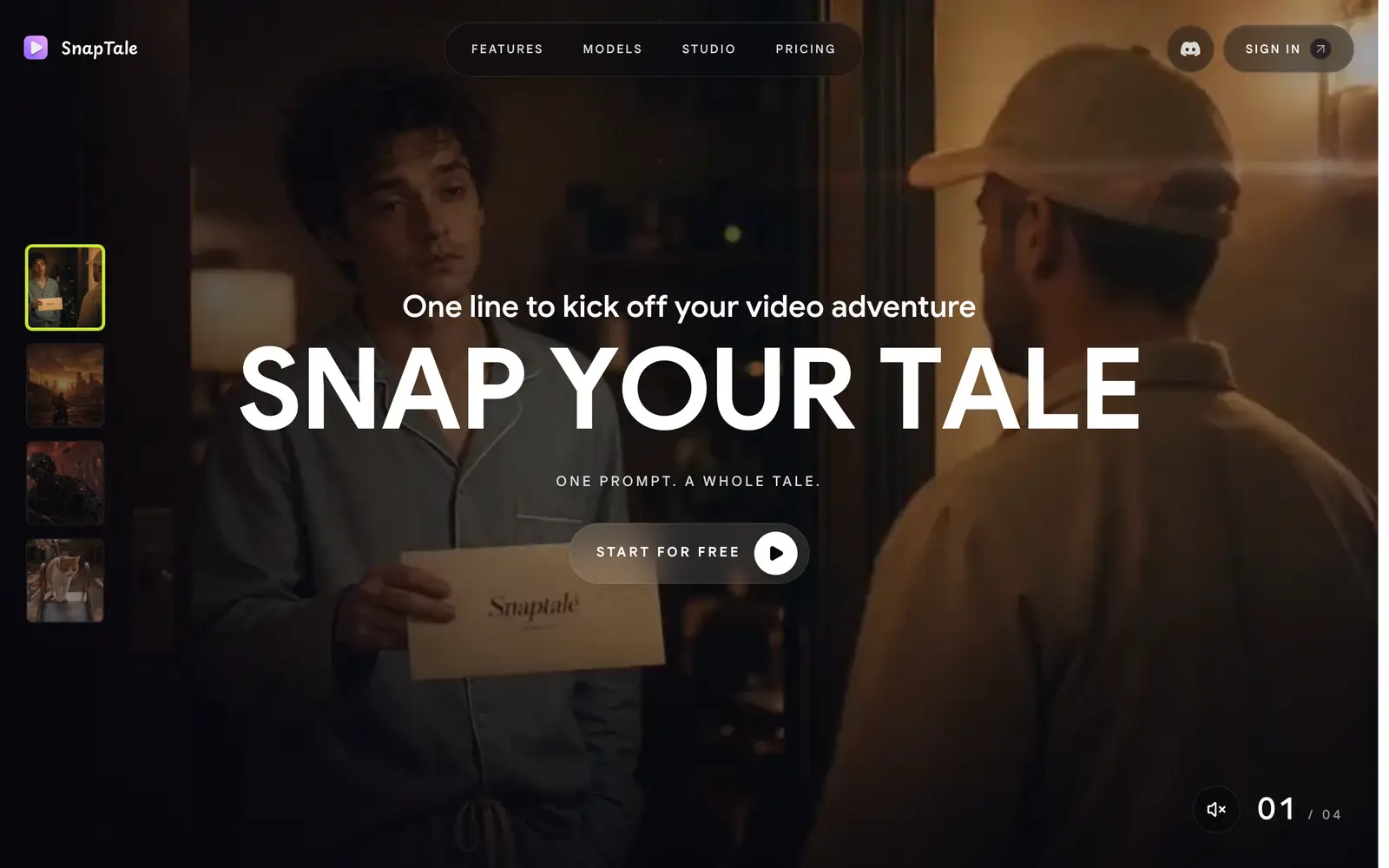 Screenshot of the Snaptale website