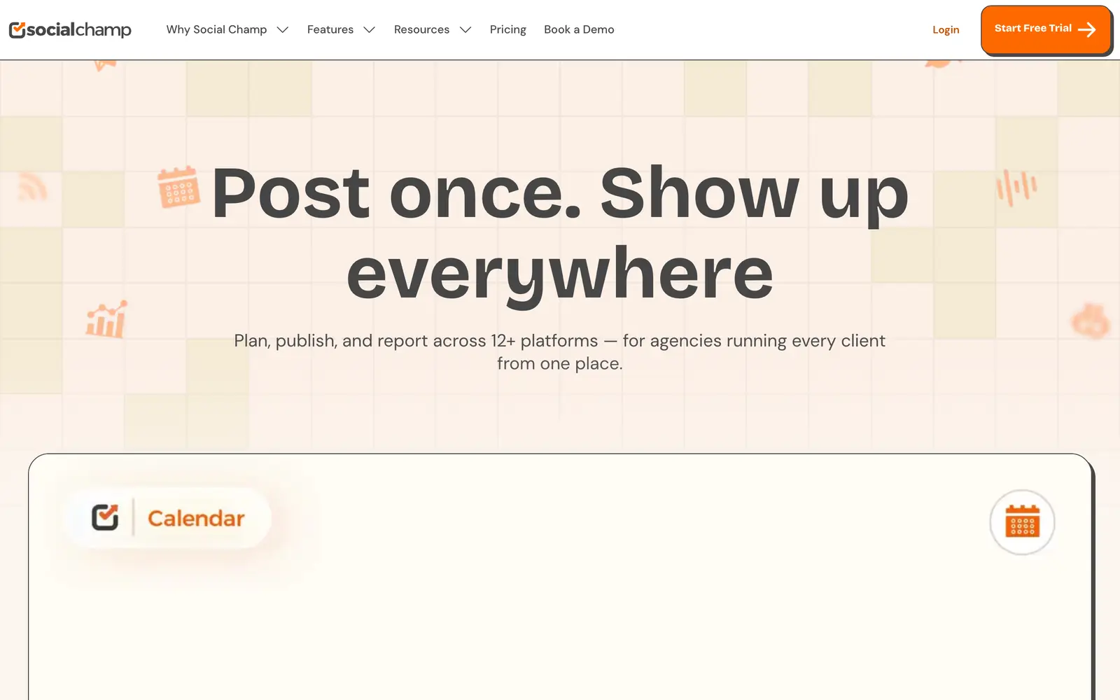 Screenshot of the Social Champ website