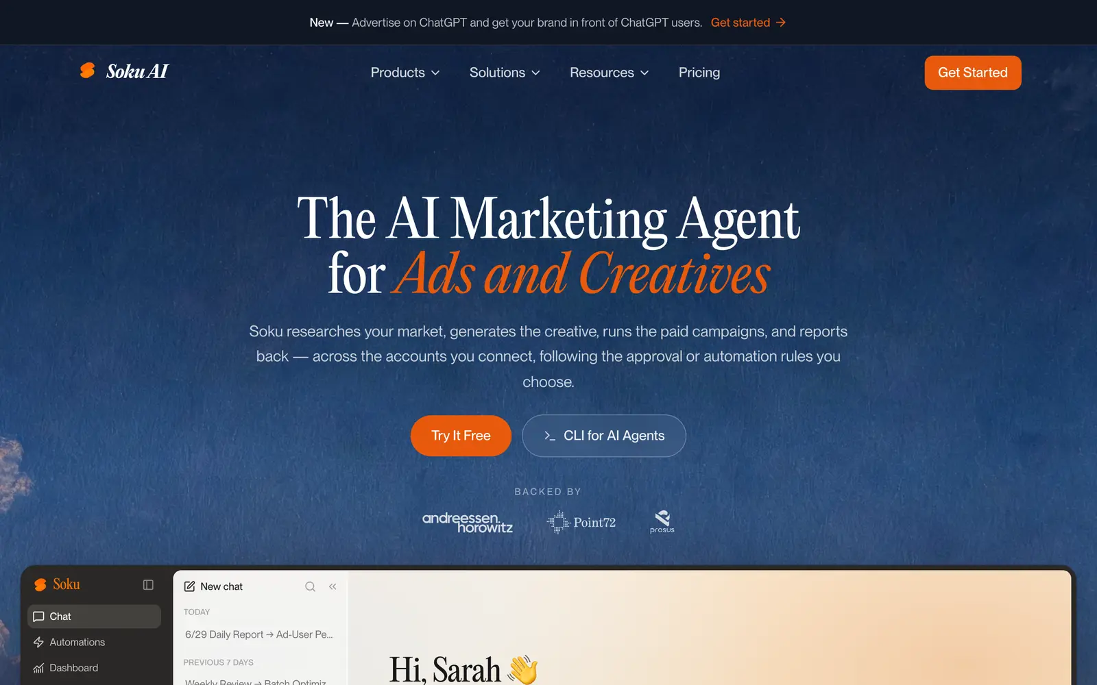 Screenshot of the Soku website
