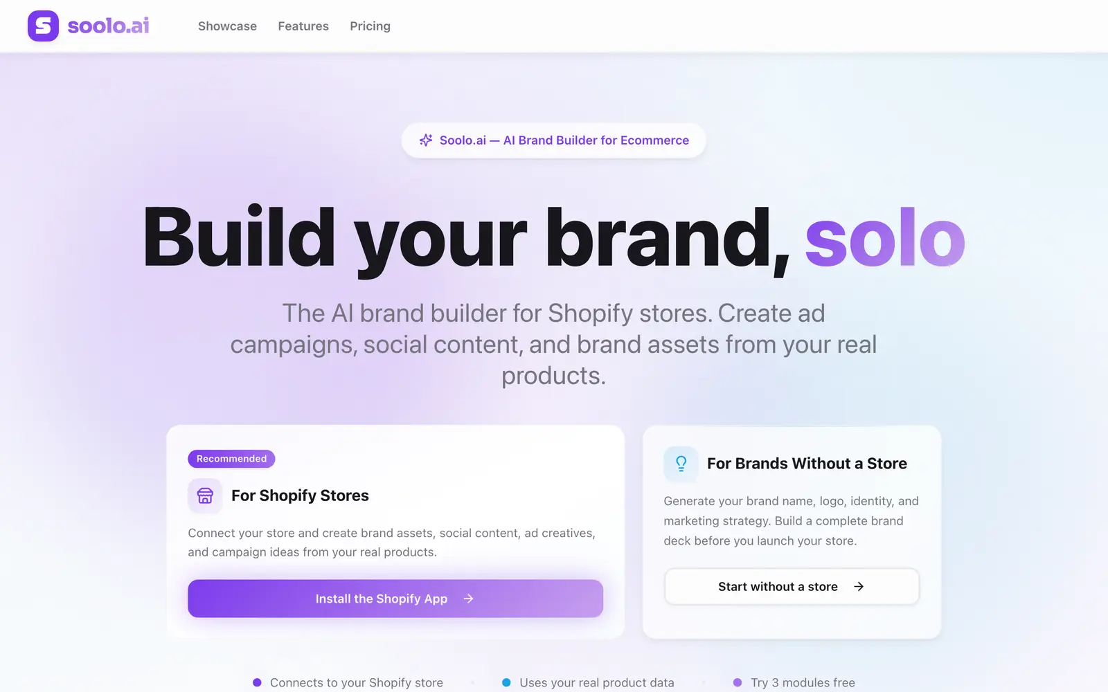 Screenshot of the Soolo.ai website