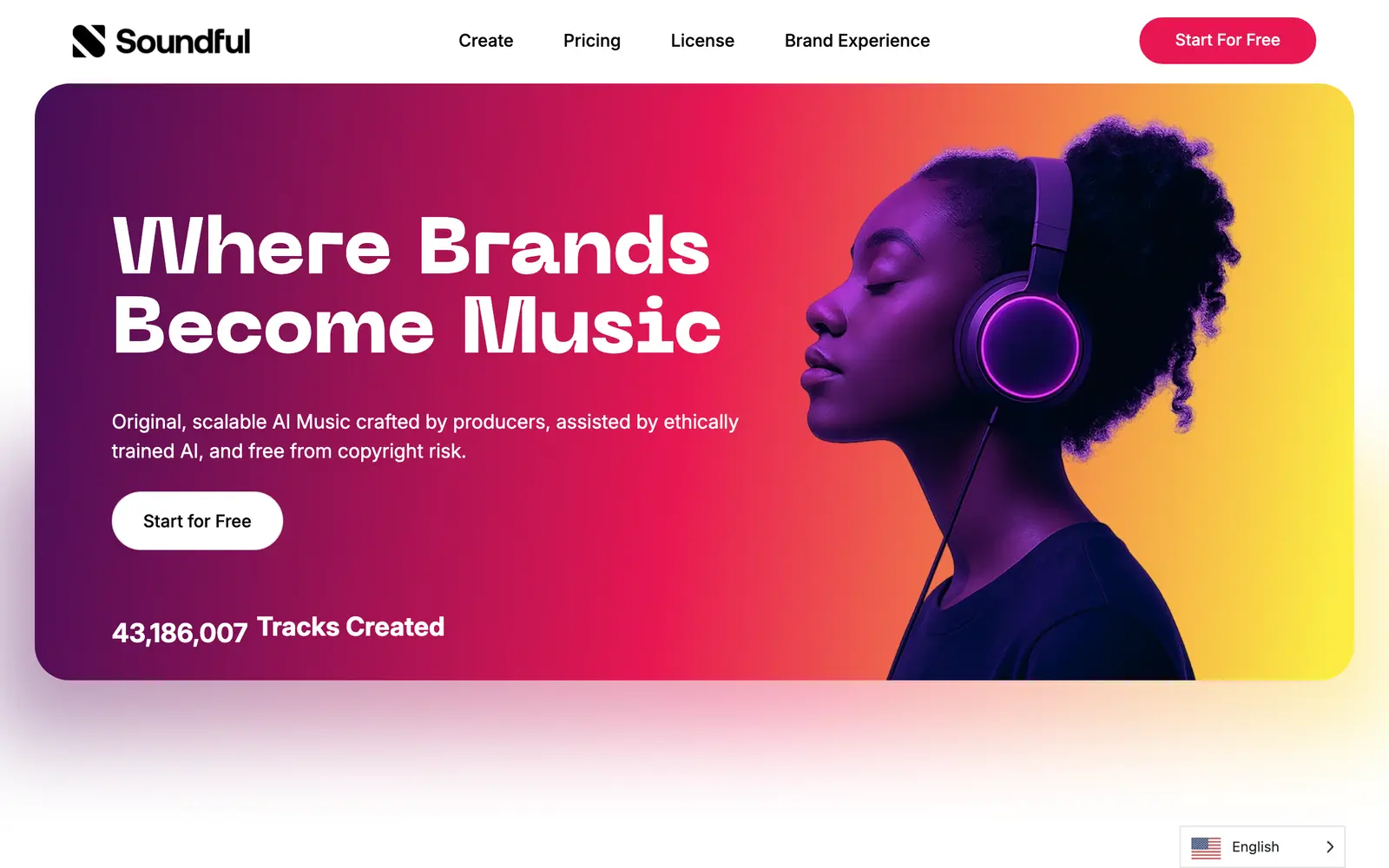 Screenshot of the Soundful website