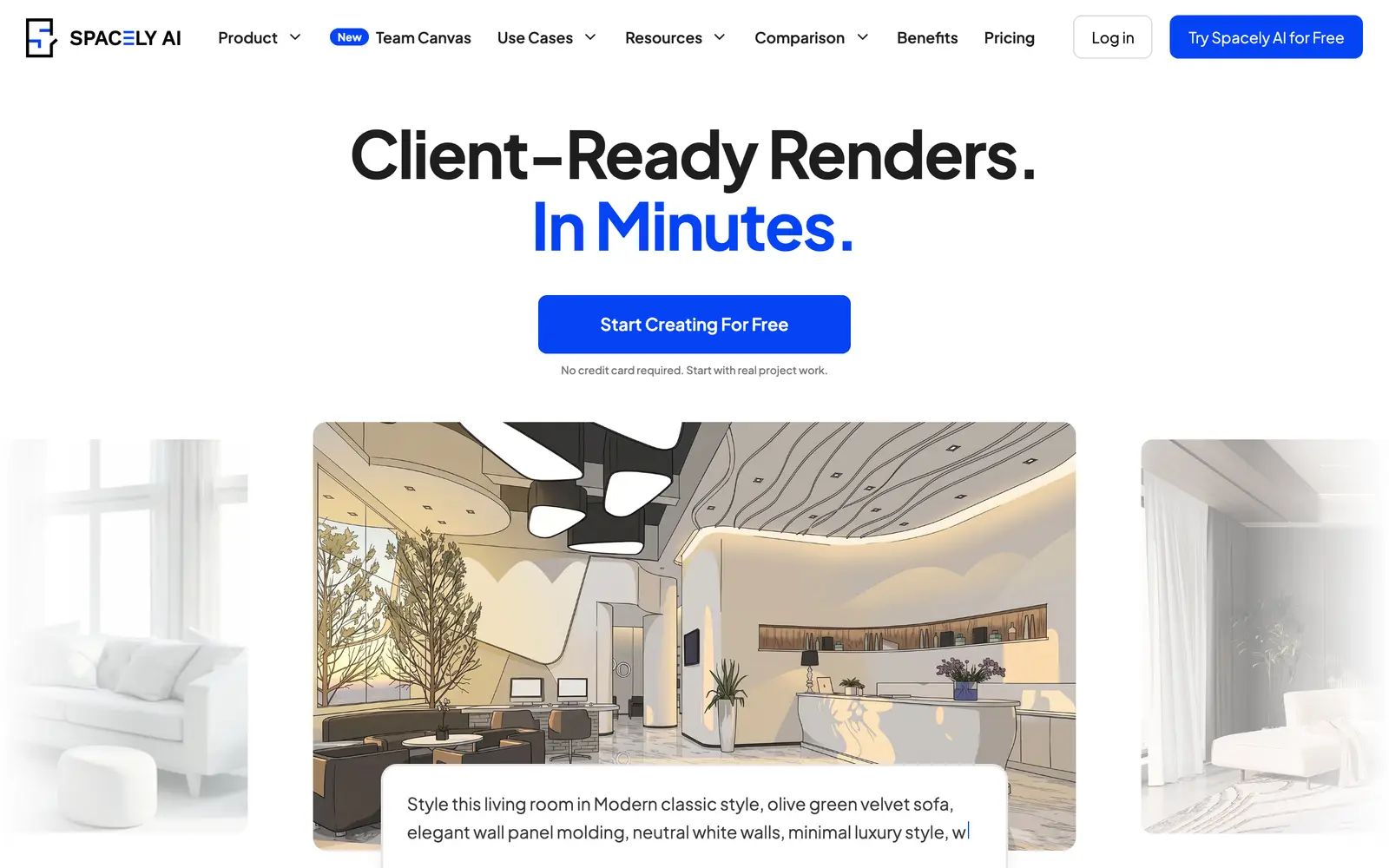 Screenshot of the Spacely AI website