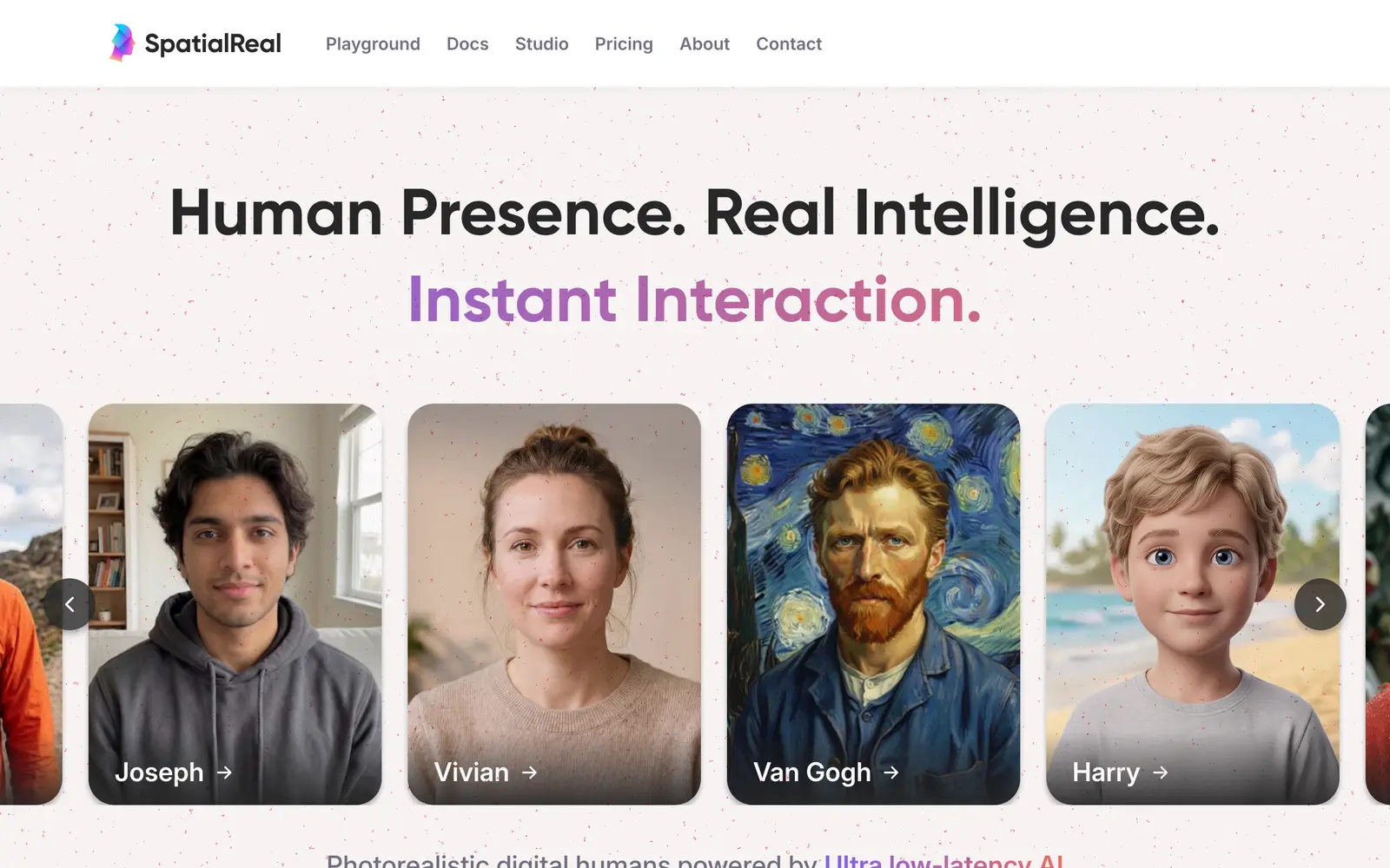 Screenshot of the SpatialReal website