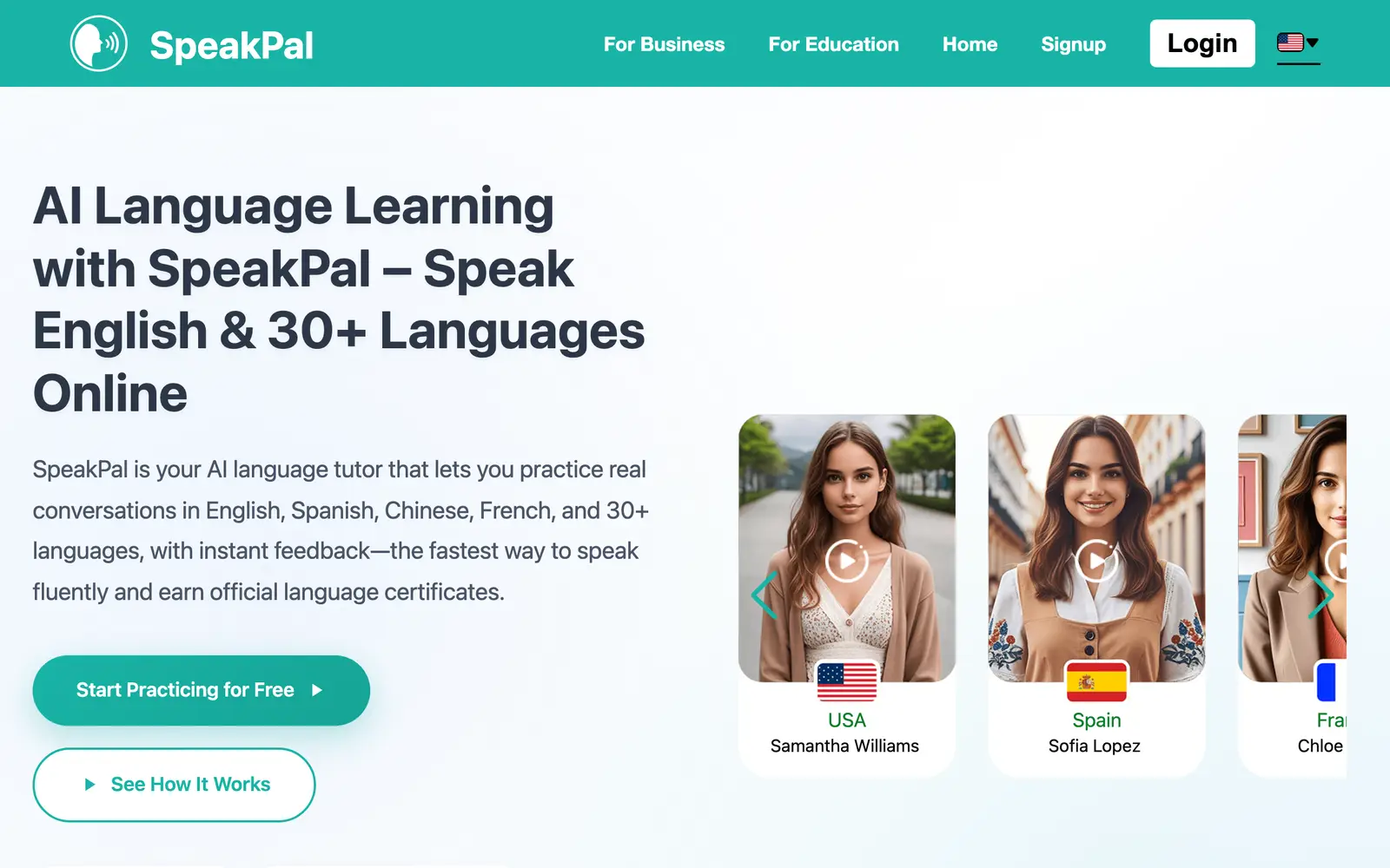 Screenshot of the SpeakPal website