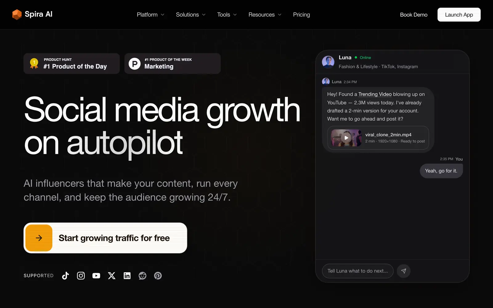 Screenshot of the Spira website