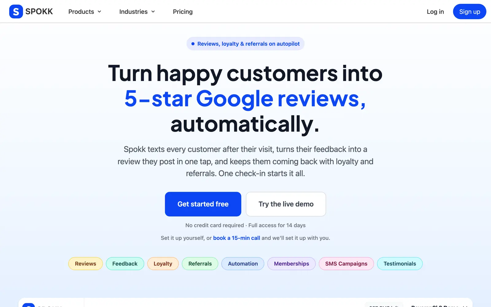 Screenshot of the Spokk website