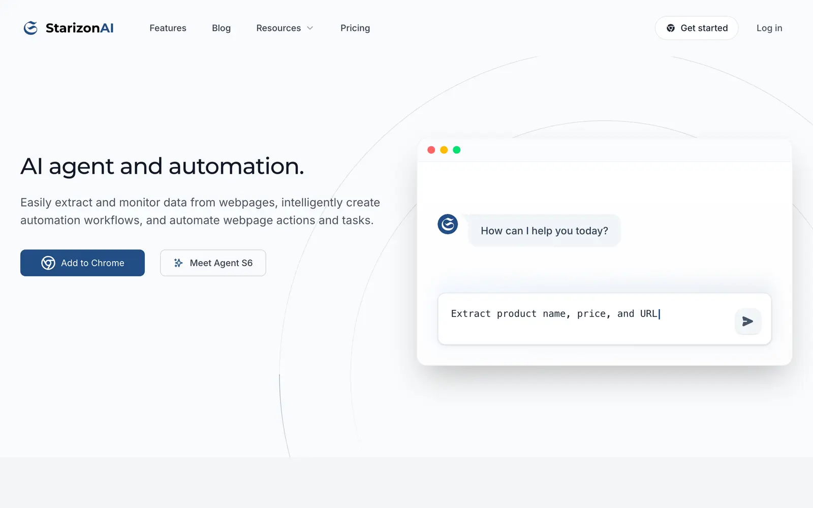 Screenshot of the Starizon AI website