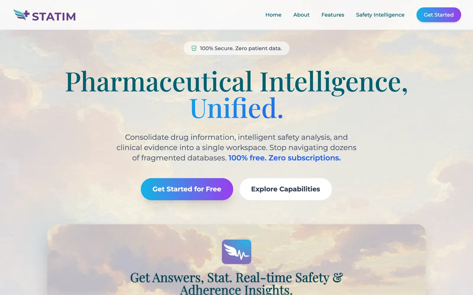 Screenshot of the Statim website