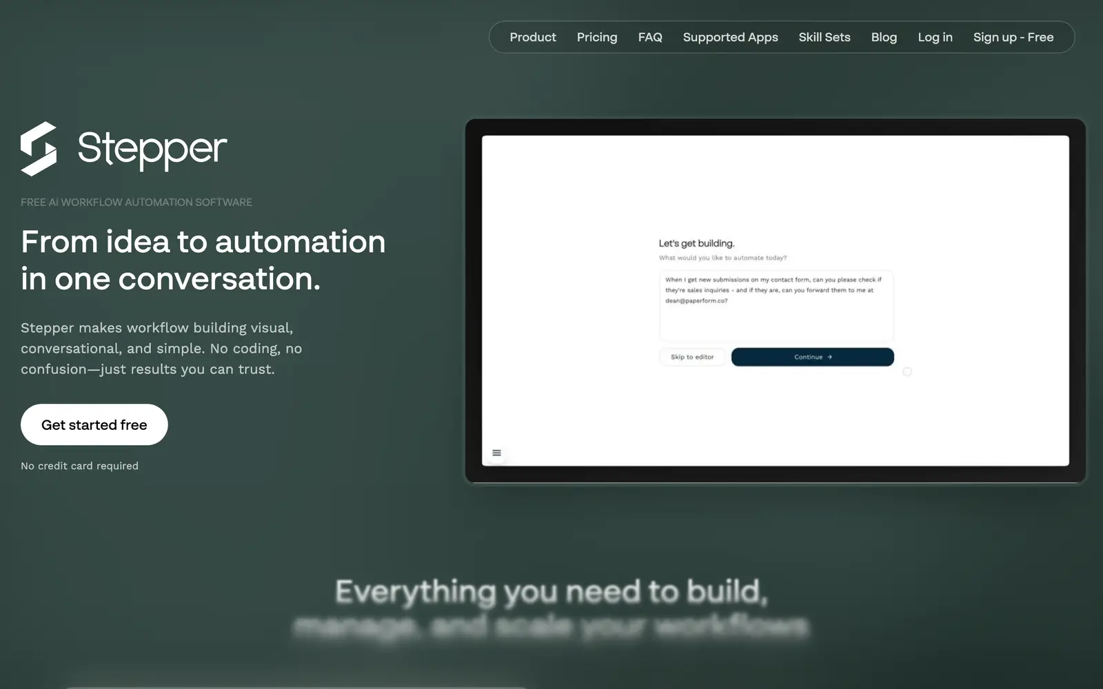Screenshot of the Stepper website